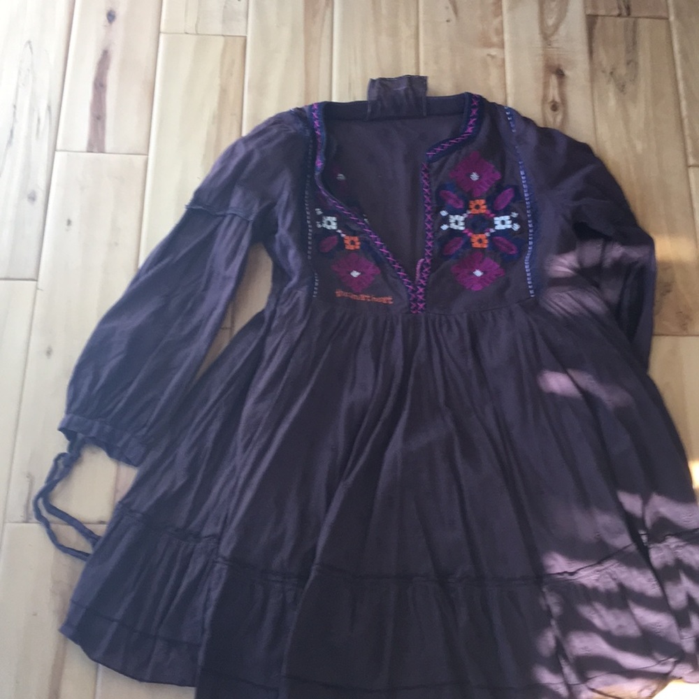 Odd molly tunic forbid me not brown embroidery S